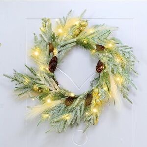 Festive Green and Gold Holiday Wreath